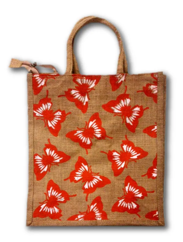 Jute Bag (Butterfly Print-Orange)