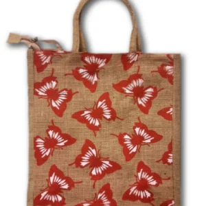 Jute Bag (Butterfly Print-Red)