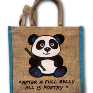 Jute Bag (Panda Print-Blue)