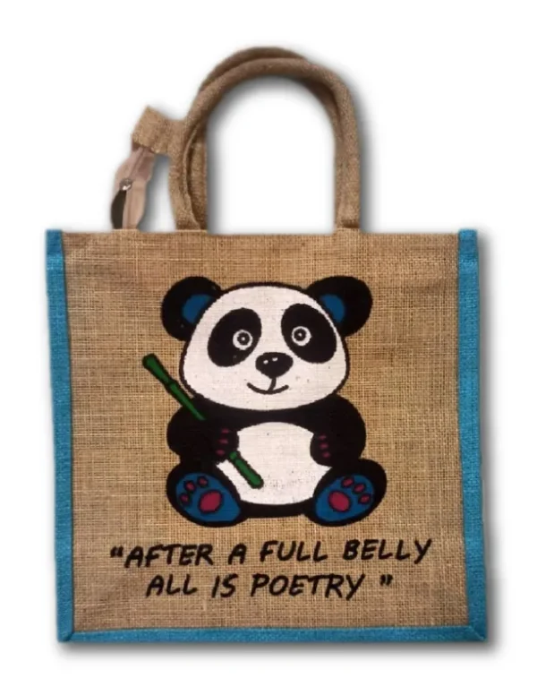 Jute Bag (Panda Print-Blue)