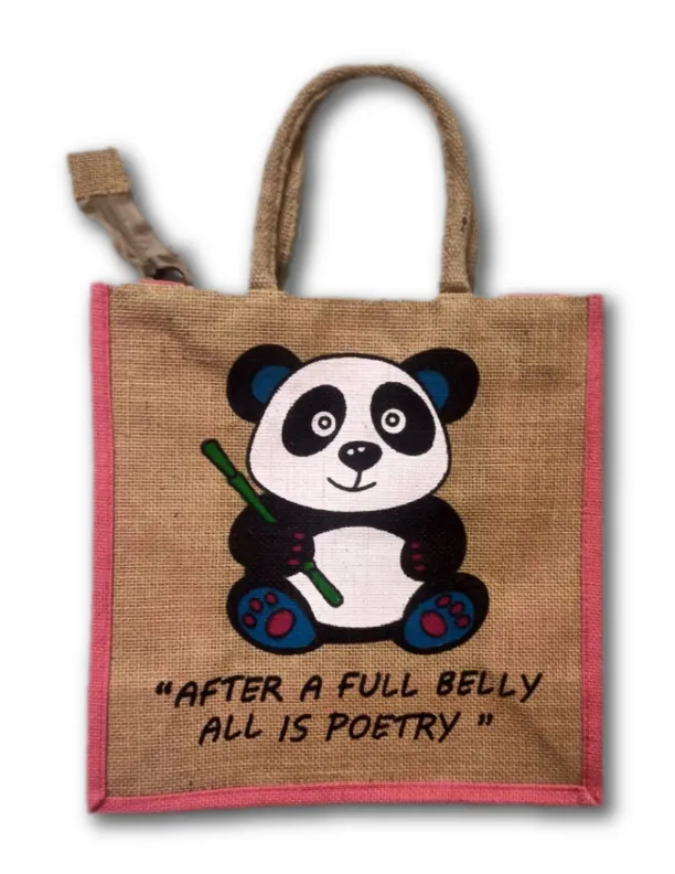 Jute Bag (Panda Print-Pink)
