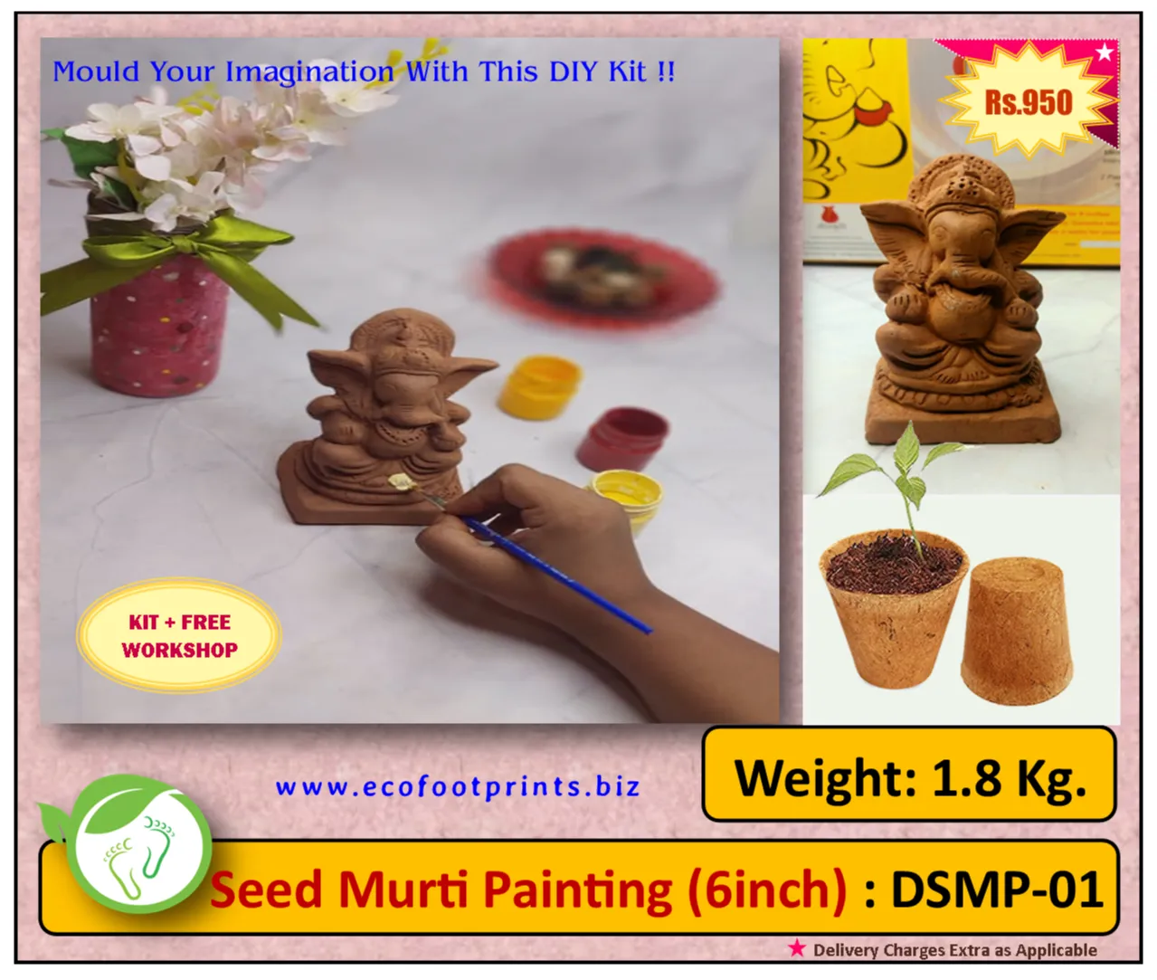Seed Ganesha Murti Painting Kit (6inch)