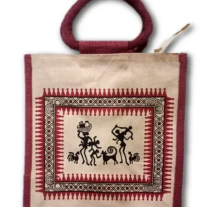 Jute Bag (Warli Print-Red)