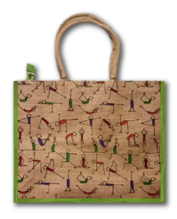 Jute Bag (Yoga Print-Green)