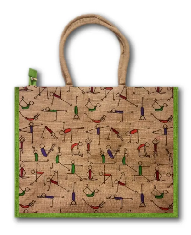 Jute Bag (Yoga Print-Green)