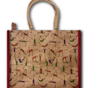Jute Bag (Yoga Print-Red)