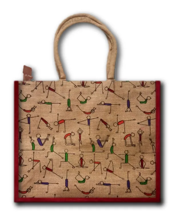 Jute Bag (Yoga Print-Red)